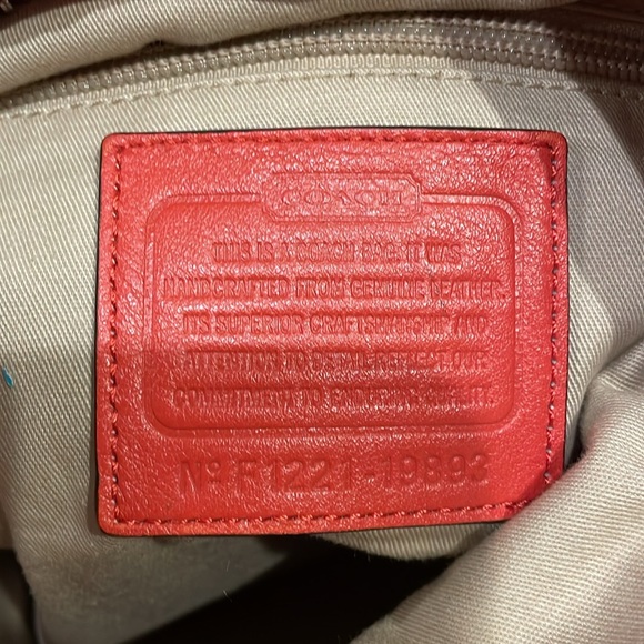 Coach Legacy Leather Large Duffle Hobo Slouch Purse Vermillion Orange - Picture 10 of 14